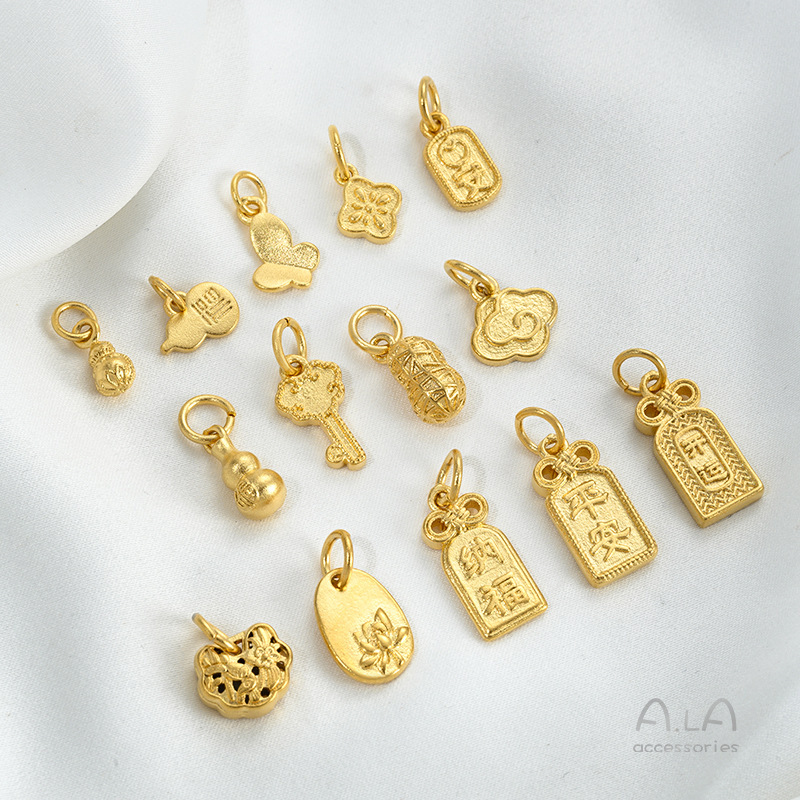 Qiangfeng Sand Golden Fulu Gourd Pendant Butterfly Lotus Ping An…