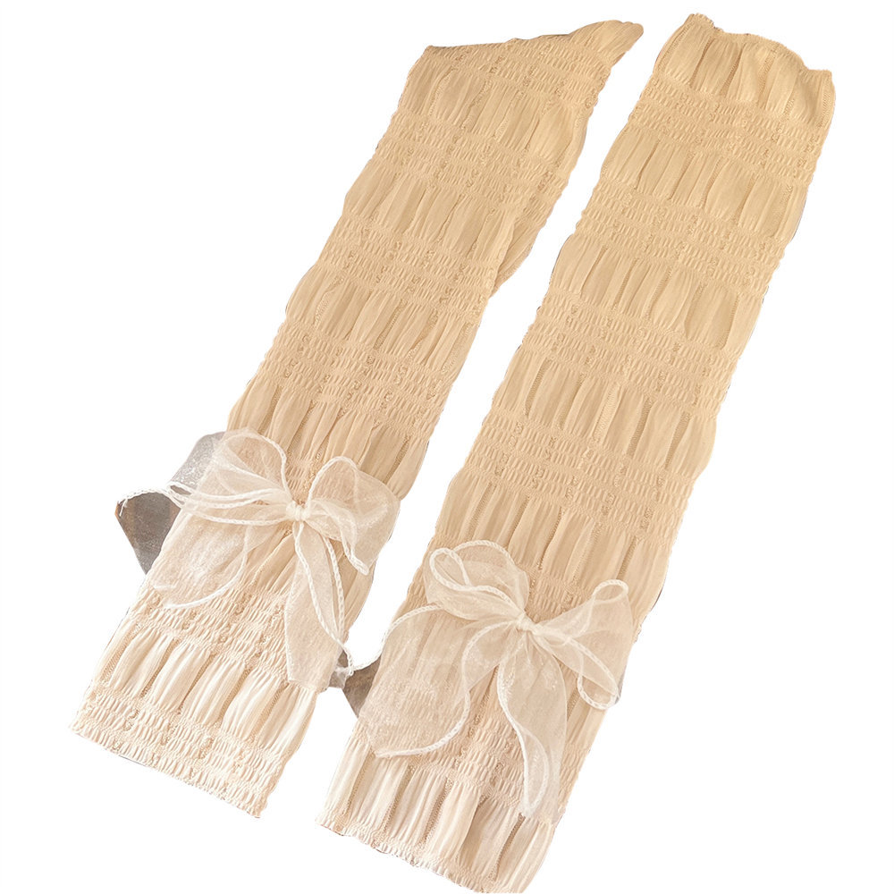 Funda de protección solar de seda de hielo de verano, manga de protección del corazón de niña de estilo de ballet salvaje, lazo, funda de brazo de ciclismo transpirable al por mayor