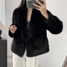 跨境俄罗斯欧貂绒环保毛外套仿皮草仿水貂毛毛大衣女士宽松轻奢