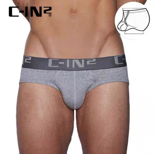 C-IN2 men's underwear pure cotton low-waisted sexy U-convex comfortable breathable hanging ring style large lifting briefs 010