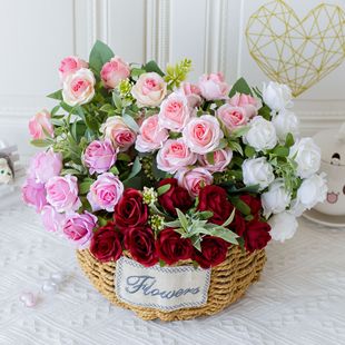 10 Small Roses Arrangement Wedding Bouquet Hotel Home Decoration Ornaments Silk Flower Artificial Flower Artificial Flower Artificial Flower