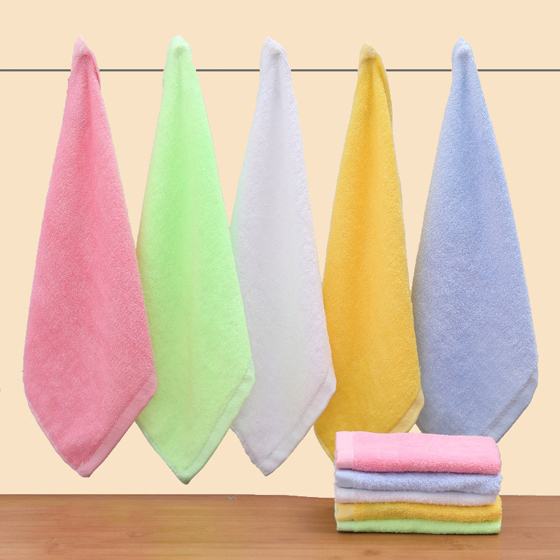 Bamboo Fiber Small Square Towel 25*25 Saliva Towel Face Wash Absorbent Plain Square Towel Kindergarten Kidsren's Handkerchief Small Towel