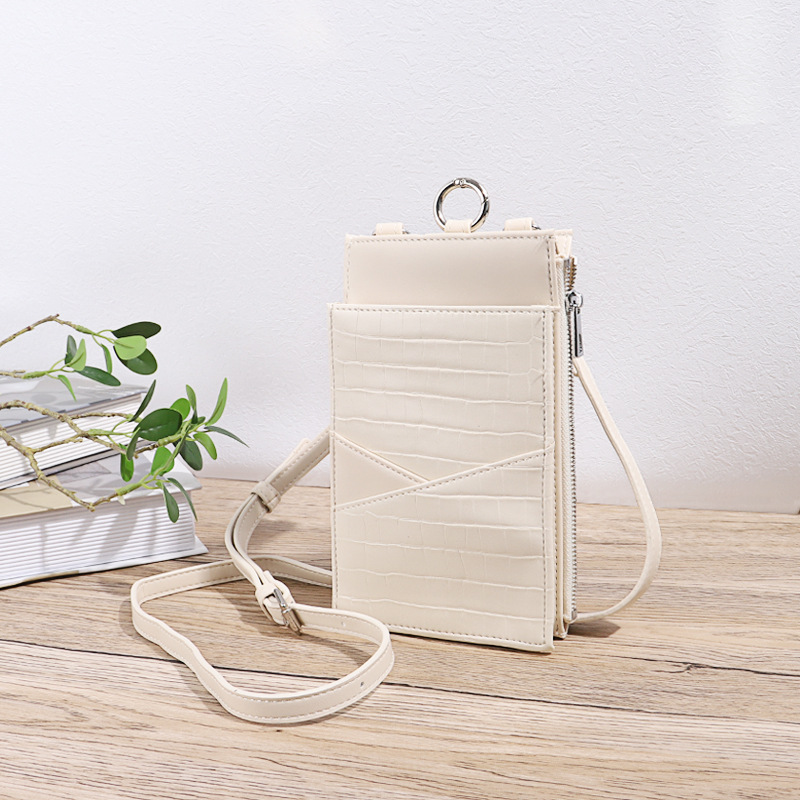 Bolsa de tendencia para teléfonos móviles con patrón de piedra en V. Bolsa de hombro de verano para mujeres. Bolsa de cambio móvil de moda ligera.