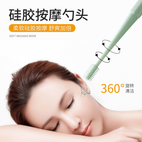 Japanese ear scoop set, spiral silicone double-headed ear scoop, household earwax ear cleaning soft head ear picking
