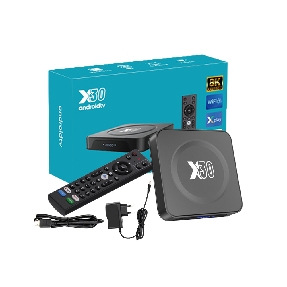 Foreign trade cross-border new X30 network set-top box Android 12 WiFi6 ultra-clear TV set-top box Bluetooth 5g TV