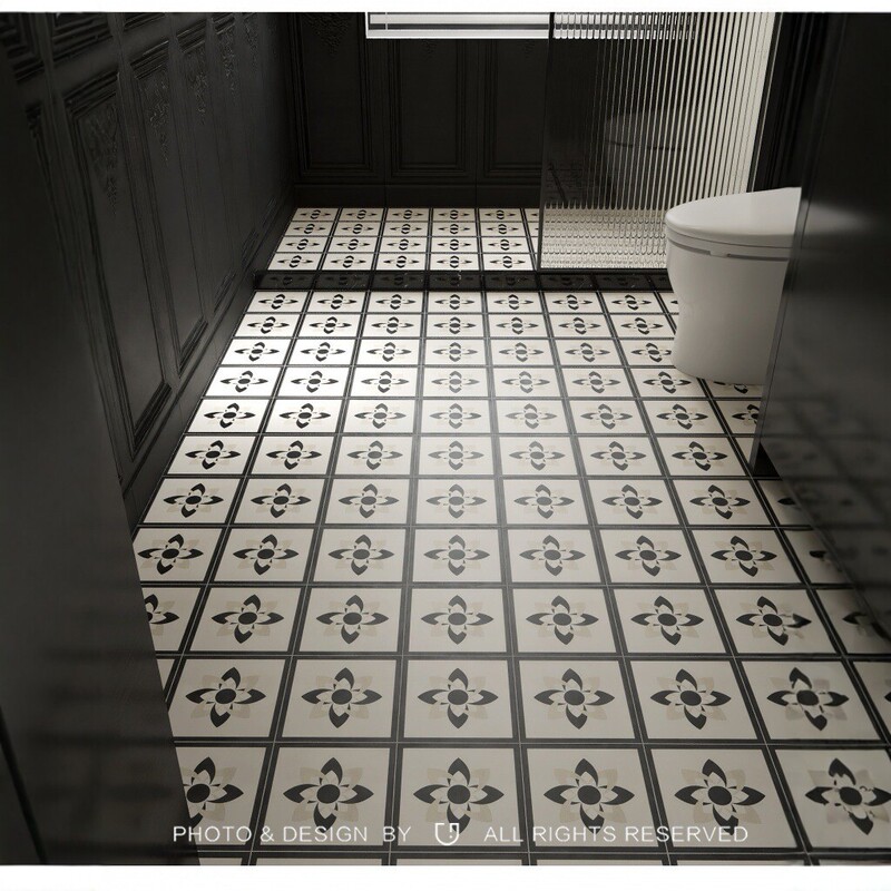 French-style, mid-century modern, retro small floral pattern tiles, 200x200, matte finish, non-slip, suitable for bathroom, kitchen, and balcony decoration French-style, mid-century modern, retro small floral pattern tiles, 200x200, matte finish, non-slip, suitable for bathroom, kitchen, and balcony decoration