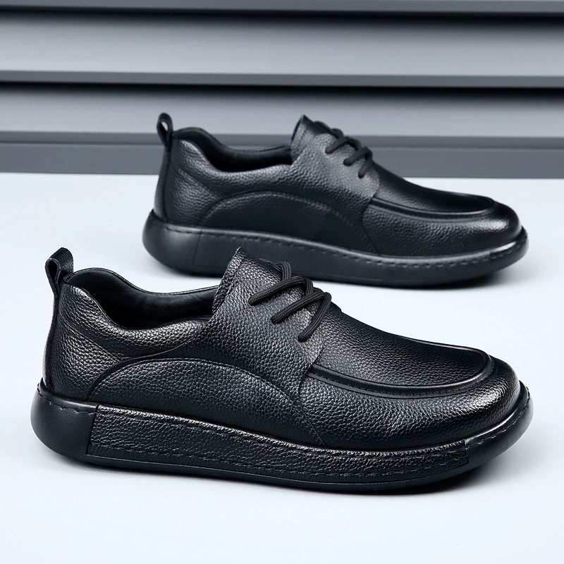 Мужские туфли 2025 весна новый стиль натуральная кожа модные универсальные мягкая поверхность дышащие деловые повседневные кожаные туфли мужские туфли для папы
