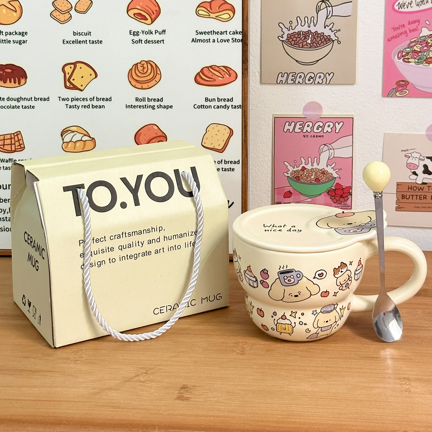 Taza de cerámica Taza con tapa Taza de agua para niñas de alto valor Regalo de cumpleaños en casa Regalo de mano Taza de café de pareja