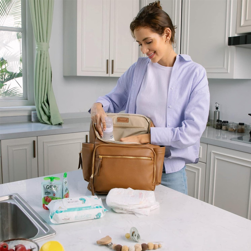 Amazon Customized Casual Large-Capacity Waterproof Fashionable Mommy Bag Maternity Baby Diaper Changing Backpack