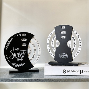 Cross-border 2025 perpetual calendar round rotating desk calendar home living room office desktop decoration business calendar ornaments