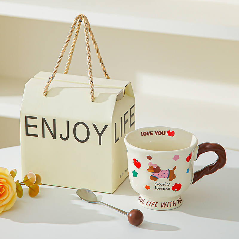 Creativo lindo salchicha cerámica taza taza de pareja taza de agua taza de café casera regalo de cumpleaños para amigos