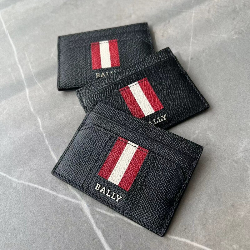 Bally Unisex Genuine Leather Black Striped Multifunctional Lightweight Rfid Coin Purse Card Holder Bally Unisex Genuine Leather Black Striped Multifunctional Lightweight Rfid Coin Purse Card Holder