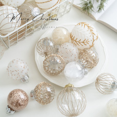 2025 新しいクリスマスボールクリスマスツリー装飾ペンダントシャンパンシルバーホワイトクリスマスボールウィンドウ天井装飾