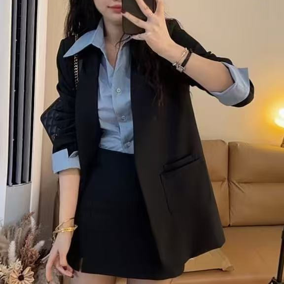 时尚套装V领西服套装长袖2025 女装新款时尚显瘦休闲两件套|undefined