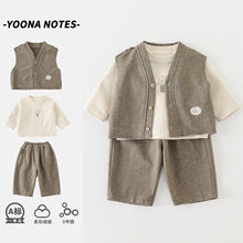 婴幼童秋装韩版新款长袖套装男宝宝秋季衣服洋气三件套厂家批发