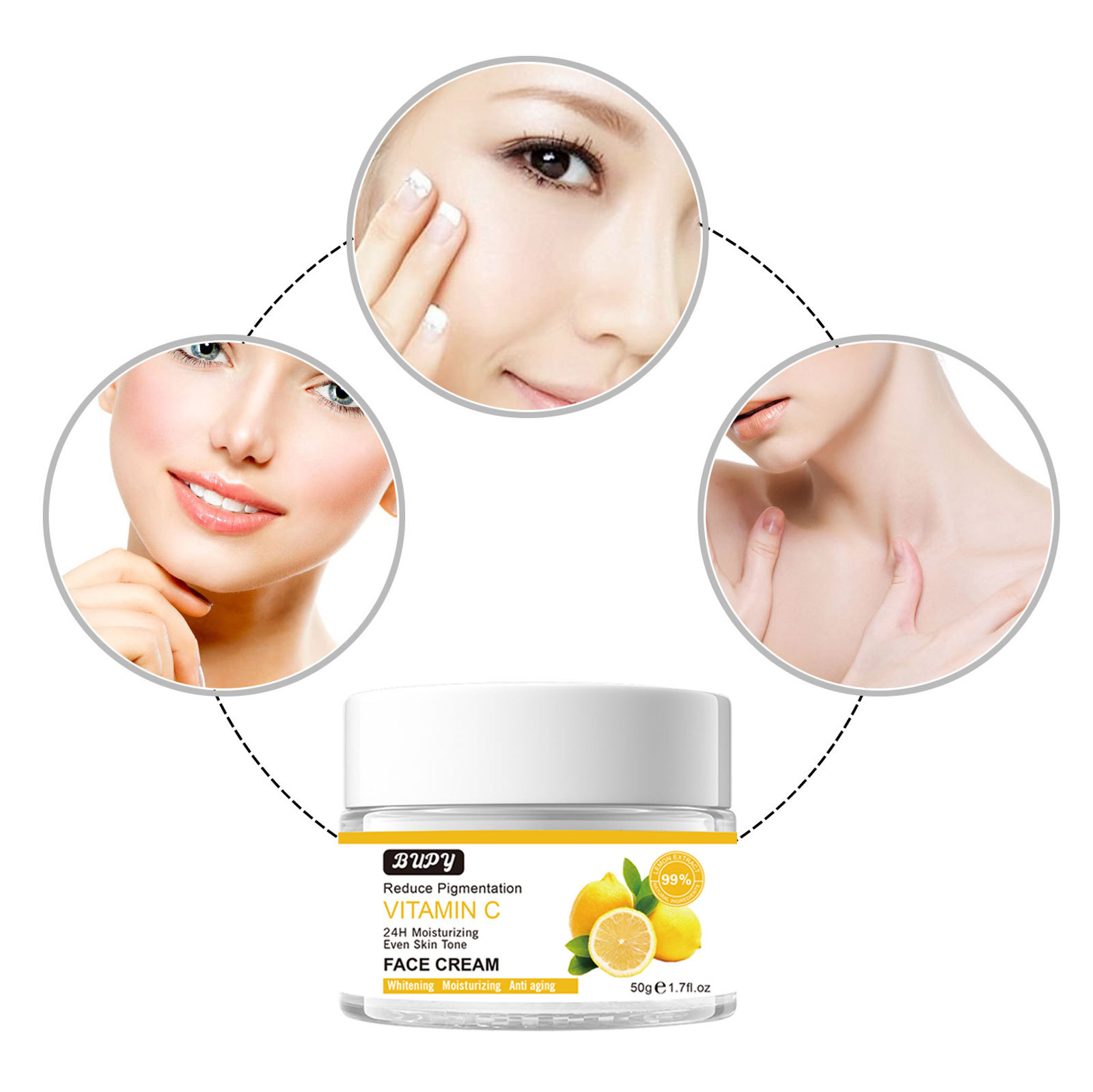 La crème pour le visage vitamine C BUPY réduit les rides, raffermit, hydrate la peau, éclaircit la pigmentation et éclaircit le ski._voghion.com