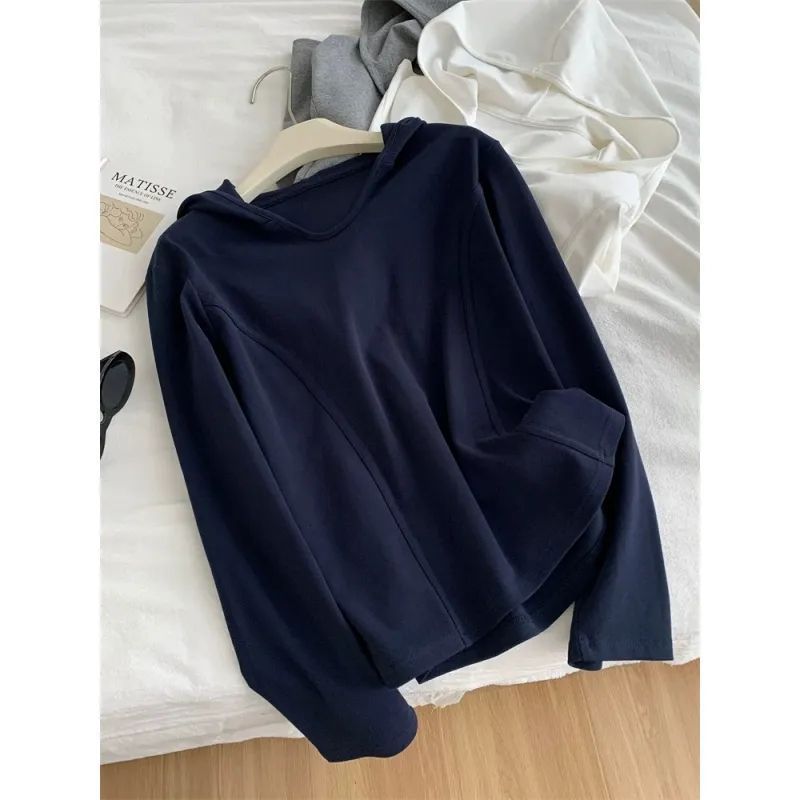 特大码300斤简约打底衫连帽长袖T恤女装秋冬季上新款胖mm显瘦百搭|undefined