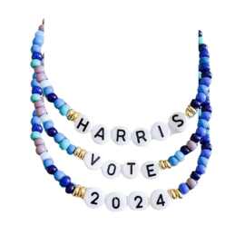 跨境2024harris字母投票串珠手串 波西米亚风三件套手链时尚流行