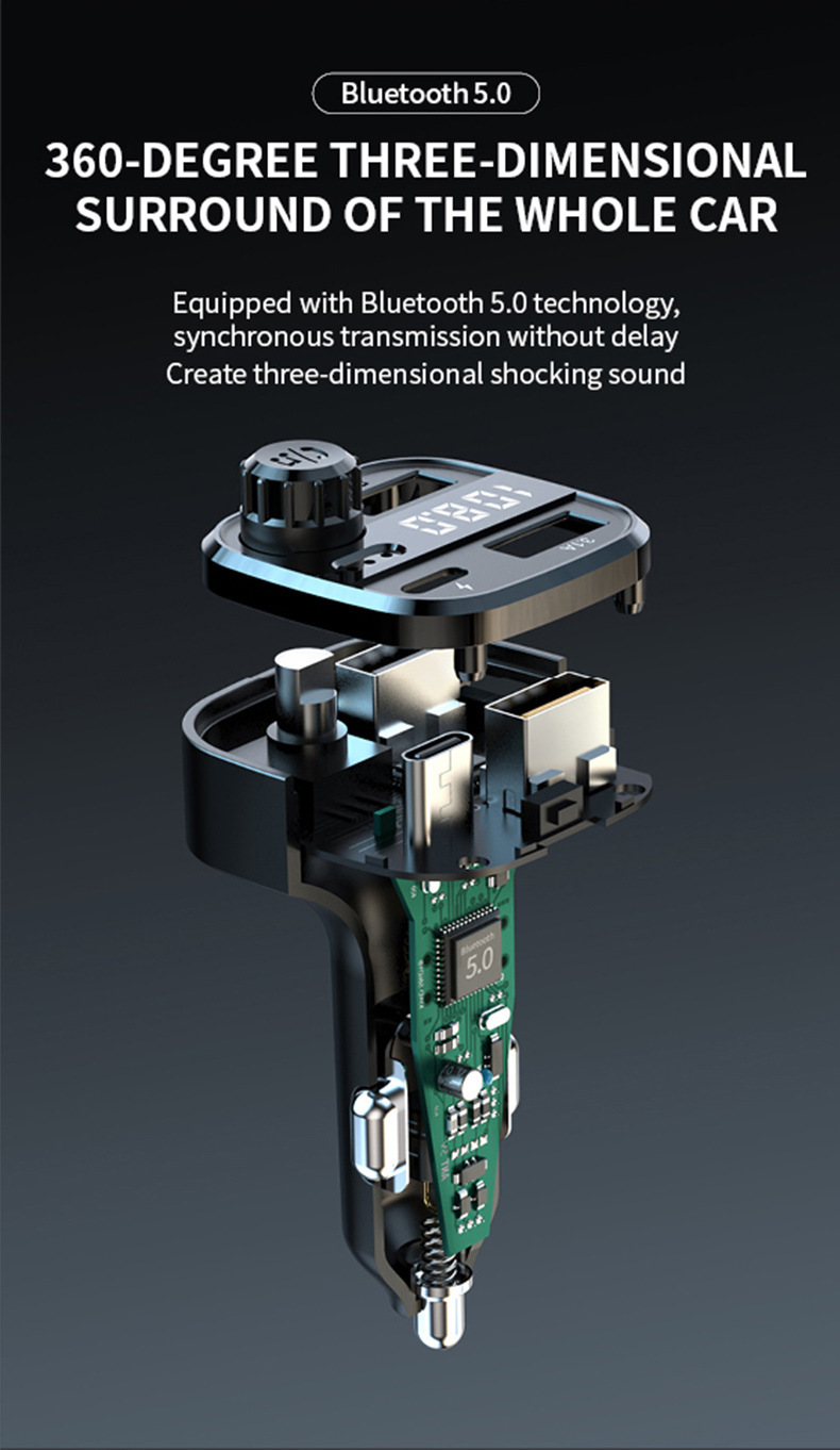 C26 Car Bluetooth Mp3 Music Player Bt5.0 Car Fm Transmitter Hands-Free Call Mobile Phone Music