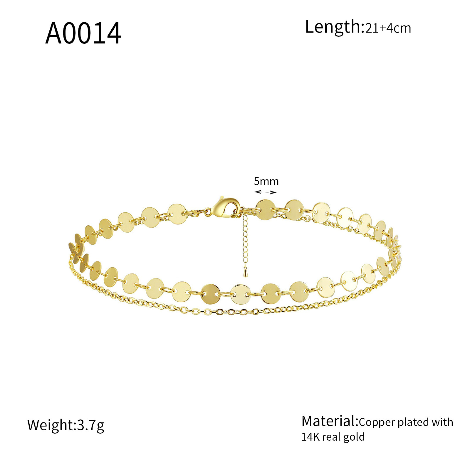 Women's Copper Plated Round Chain Anklet 14k Gold Finish Jewelry_voghion.com