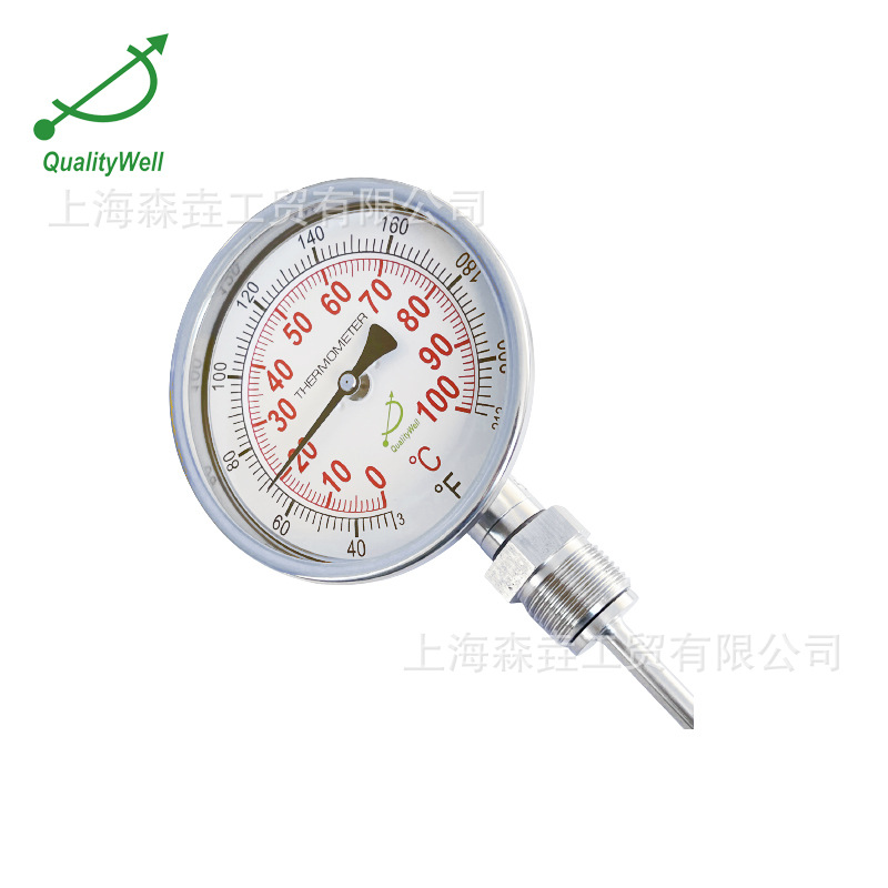 WSS-411径向型双金属温度计，100mm表盘温度0-100C