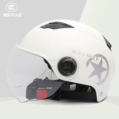 3C certification head circumference adjustable Motosiklet kaskı (dəbilqə) - milkshake-white-with-transparent-mirror-head-circumference-adjustment-available-for-the-whole-family