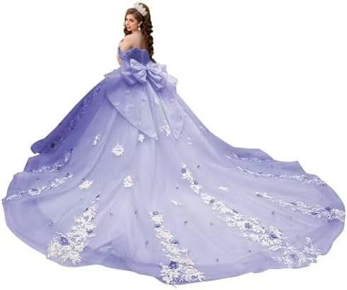 Vestido de noche francés de un solo hombro, nuevo banquete de cumpleaños transfronterizo, vestido de noche, lazo grande, cola larga