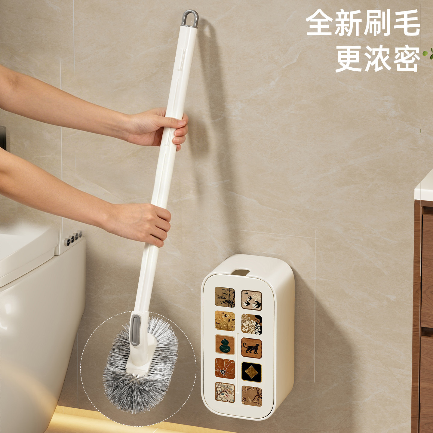 Cepillo de Inodoro de Pared con Mango Largo, de Goma Suave y Cerdas Suaves, para Baño image 5