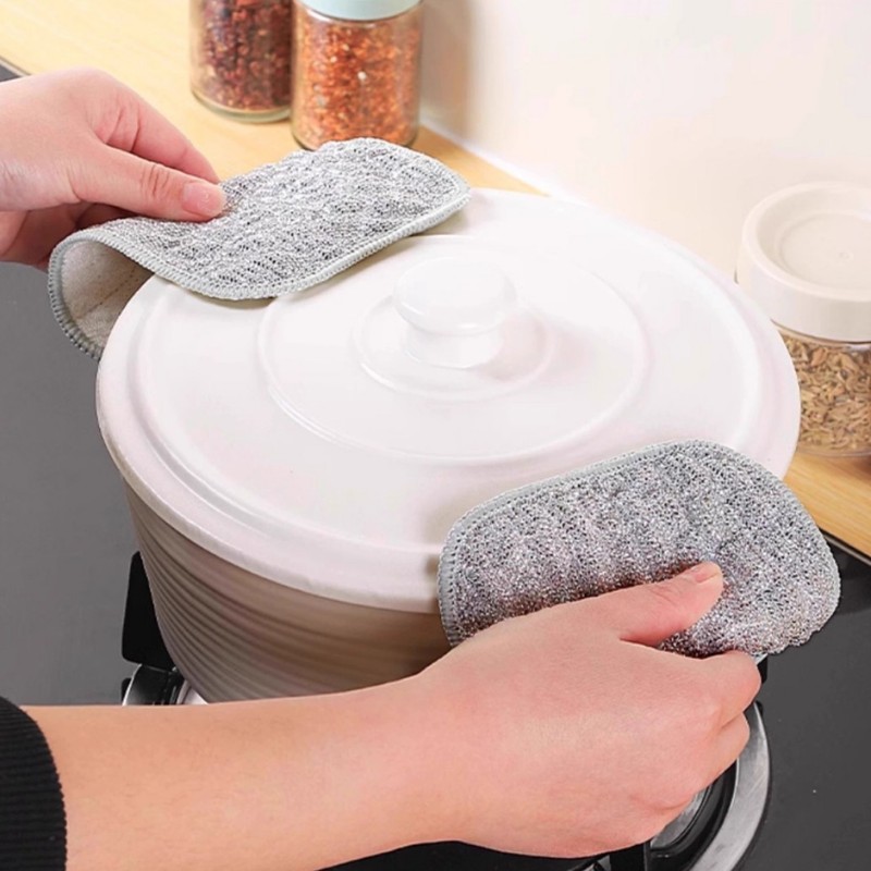キッチンシルバー布綿ガーゼ食器洗い布二層増粘ノンスティックオイル新しいたわし両面クリーニングポットワイパー|undefined