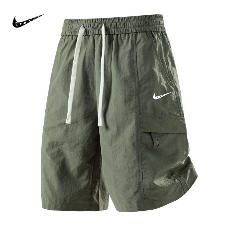 Men's Summer Shorts Trendy Brand Ice Silk Quick-Dry Workwear Five-Point Pants Sports Casual Loose Straight Mid-Length Pants Men's Fashion