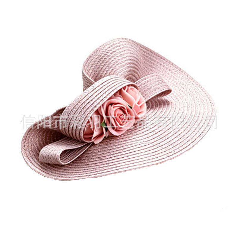Straw fedora with three-dimensional flowers and butterfly headpiece, European and American party and banquet hats, Amazon's best-selling hats wholesale