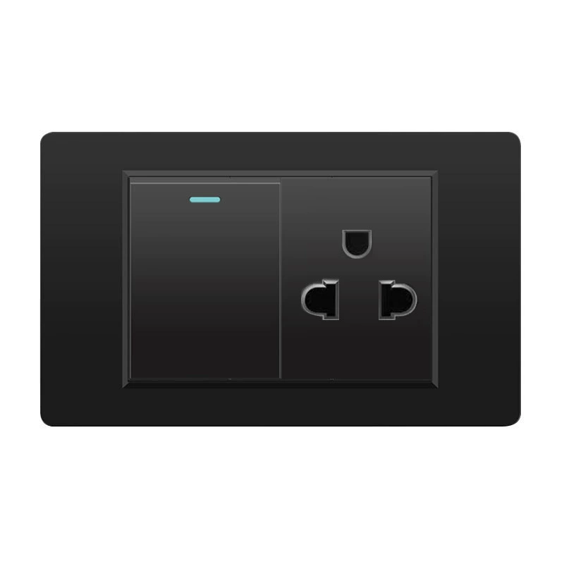 Черная настенная панельная розетка с 118 тип switch, тайваньская розетка с 20W type-C, шесть отверстий