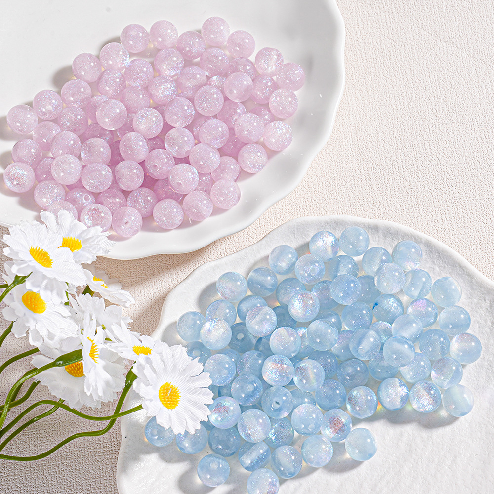 [100 piezas] cuentas de resina brillantes cuentas de ojo de gato cuentas de cielo estrellado diy material de cuentas de cadena de teléfono móvil hecho a mano