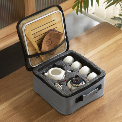 Tea Set Travel High-End Complete Tea Tray Portable Outdoor Ceramic Gongfu Camping Business Gift for Clients