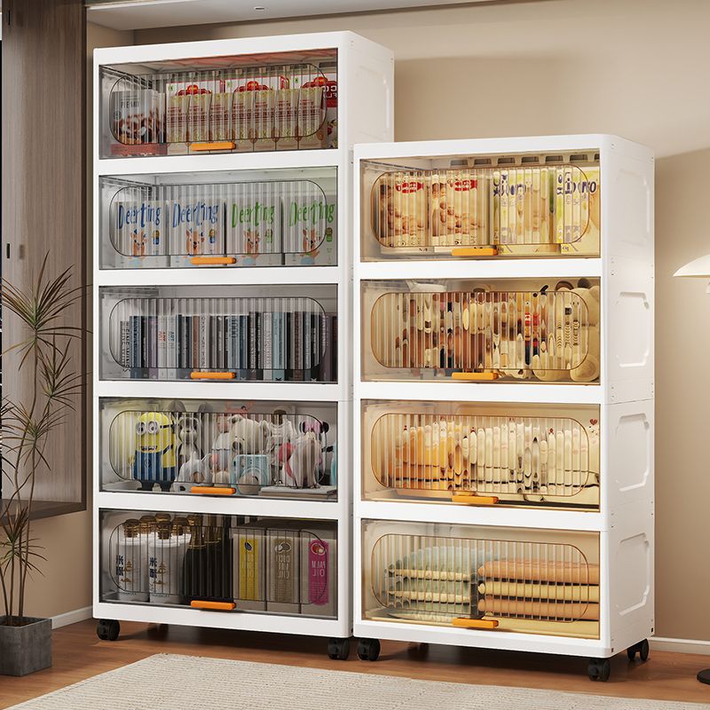 加厚翻盖式多层厨房置物架客厅塑料零食杂物防尘储物柜杂物收纳箱