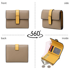 Small Wallet for Women 2023 New Korean Style Color-Collided Tri-Fold Women's Short Wallet Fashionable and Versatile Multi-Card Slot Zero Wallet