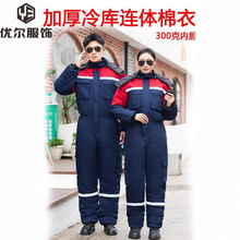 冬季连体工作服棉服加厚保暖劳保棉袄冷库户外低温防寒服印字