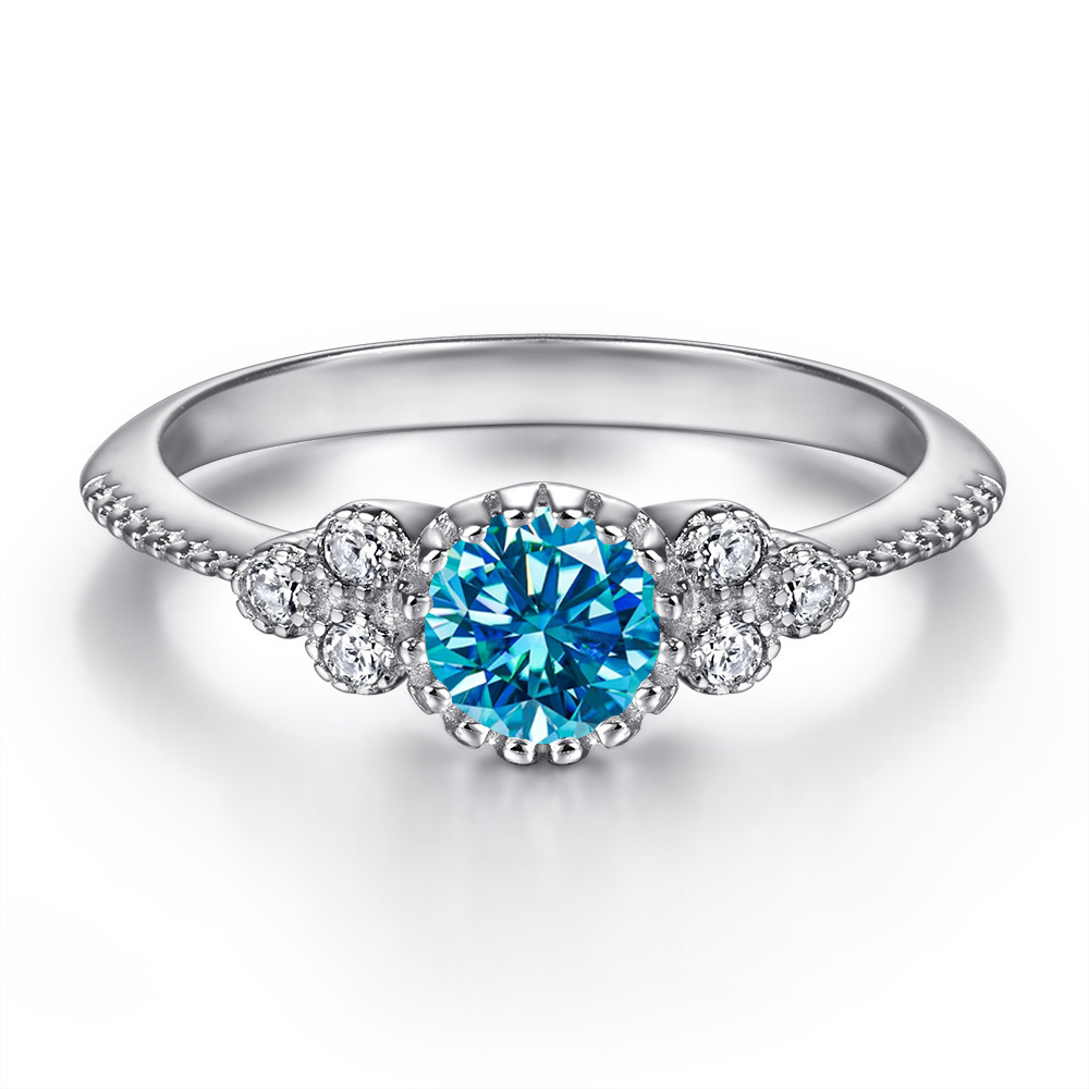 Anillo de plata esterlina s925 in color moissanita índice anillo de mujer amazon 0.5 quilates anillo de diamantes fabricantes al por mayor