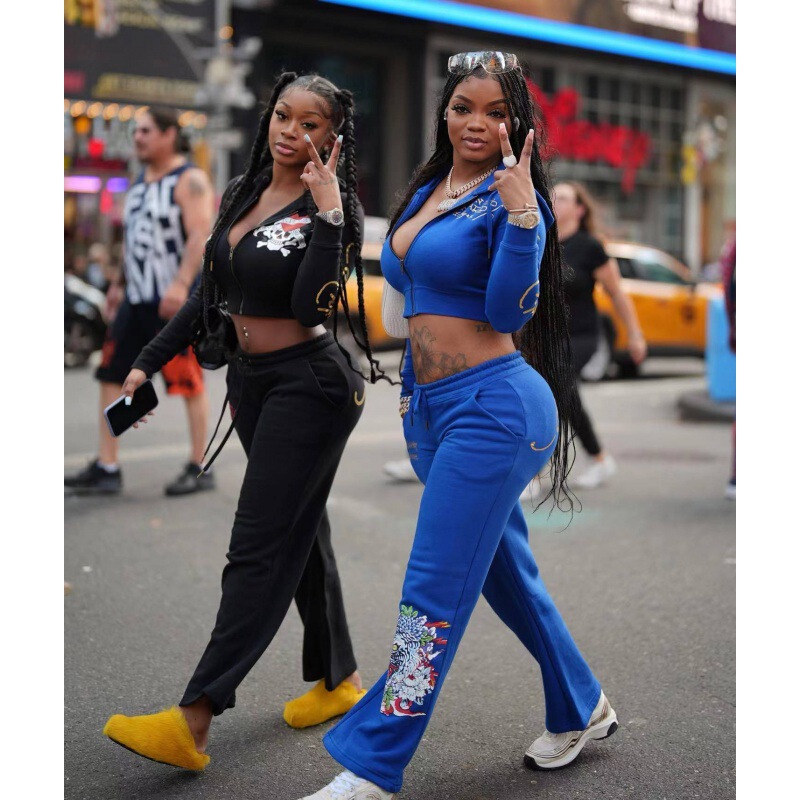2024 Amazon European and American Clothing Cross-Border Foreign Trade Casual Street Printing 2-Piece Bestie Outfit Multi-Color Suit