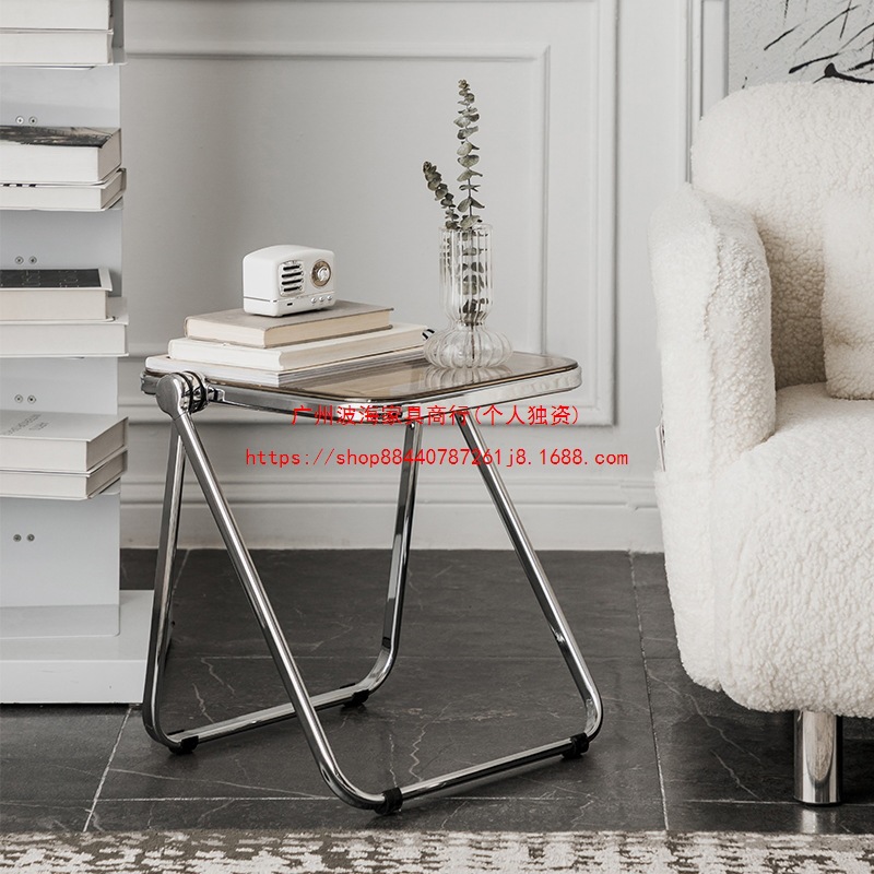 Foldable Transparent Small Coffee Table for Home Use, Fashionable Acrylic Low Table, Popular for Photo Shoots, Paired with Furniture, Sofa Side Table