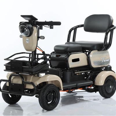 Electric Small Four-Wheeler with Emergency — Qatlanan elektrik velosipedlər - 1000w-coffee-colored-scooter-60v-24a-chaowei-lead-acid-battery-approximately-110-miles-range