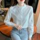 2024 autumn new women's embroidered cotton shirt Women's Western style cotton long sleeve wooden ear collar versatile temperament top