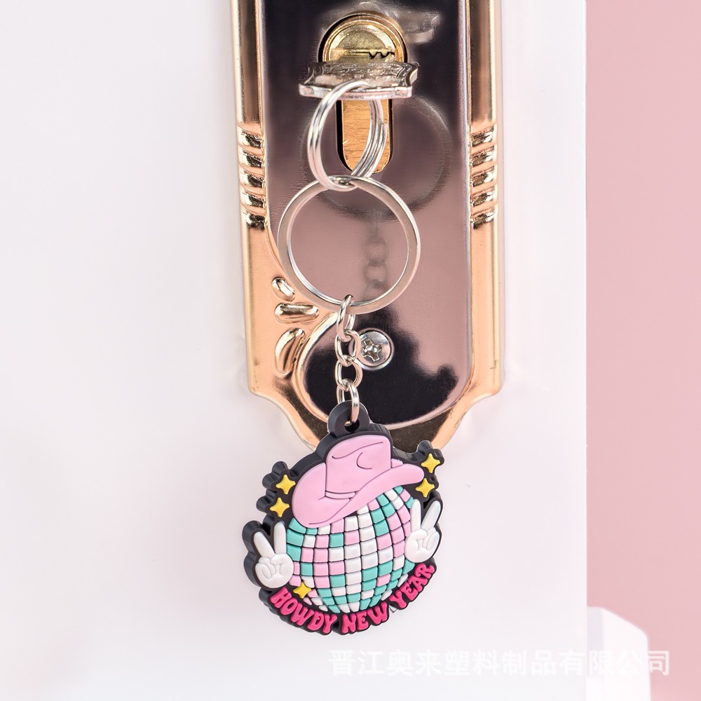 Transfronterizo rosa de dibujos animados llavero colgante regalos logotipo llavero PVC colgante llavero de goma blanda en stock