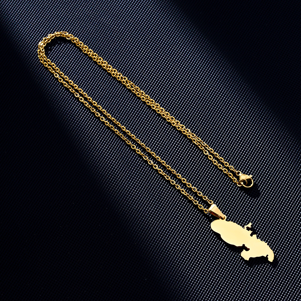 Map, Map of Martinique Pattern Unisex Gender Map Map Of Martinique 201 Stainless Steel 304 Stainless Steel Vintage Style 304 Stainless Steel Pendant Necklace