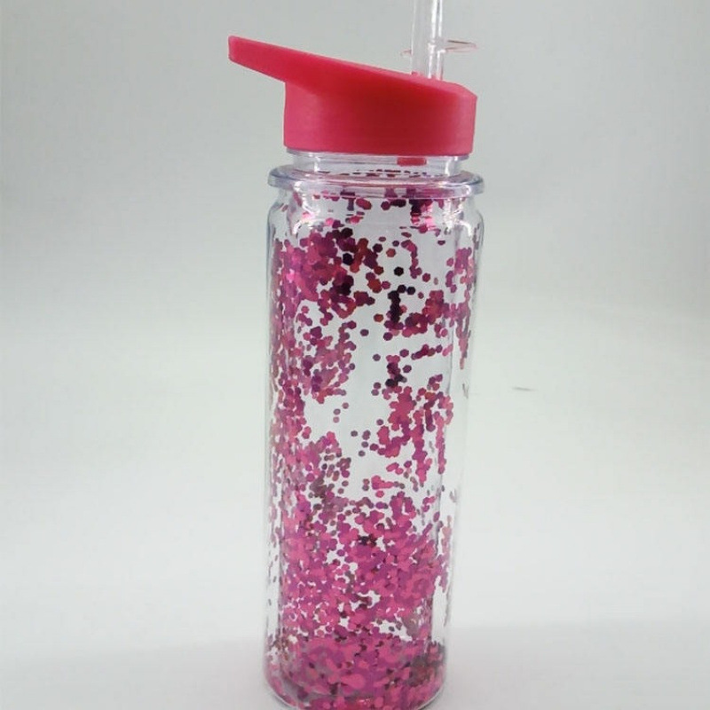 Double-layer plastic suction tube cup portable cup space cup high-value sports leisure water bottle gift advertising cup customization