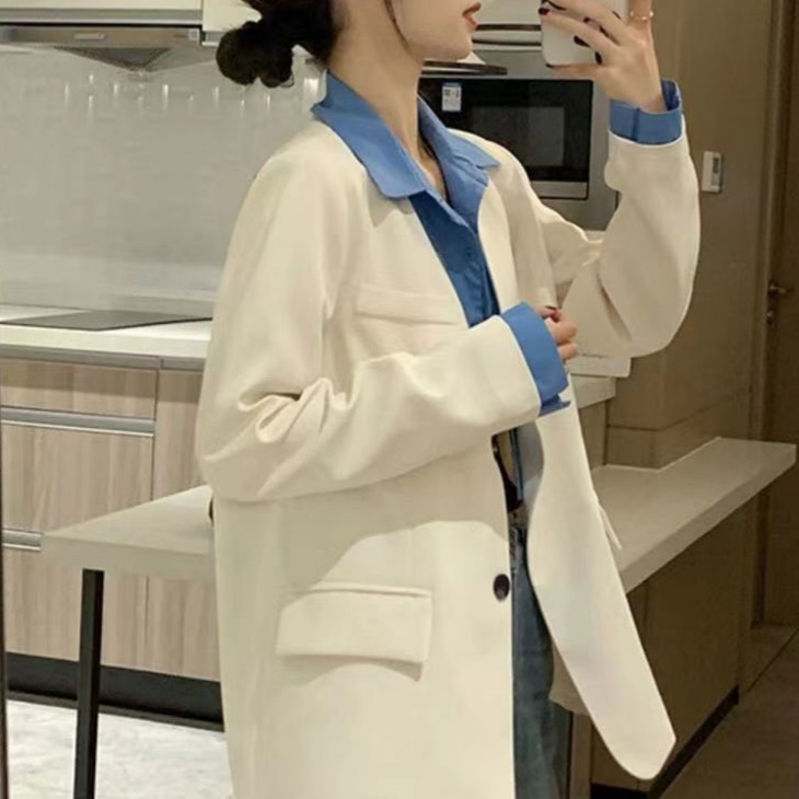 Fake Two-Piece Blazer for Women 2026 New Spring and Autumn Korean Style Casual High-End Versatile Small Suit for Petite Women