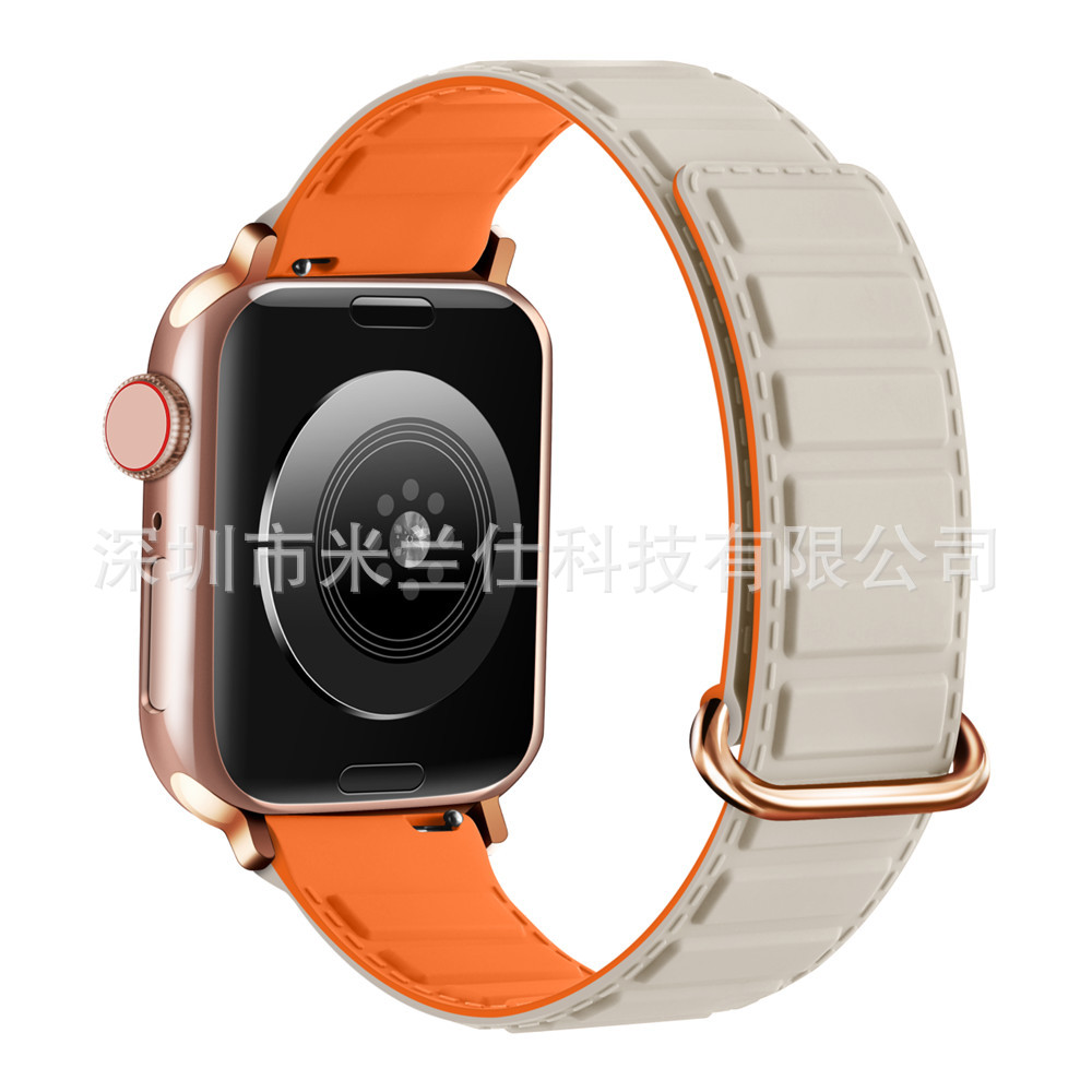 Adecuado para Apple Watch silicona S9 fuerte succión magnética iwatch56789se deportes ultra2 correa de reloj