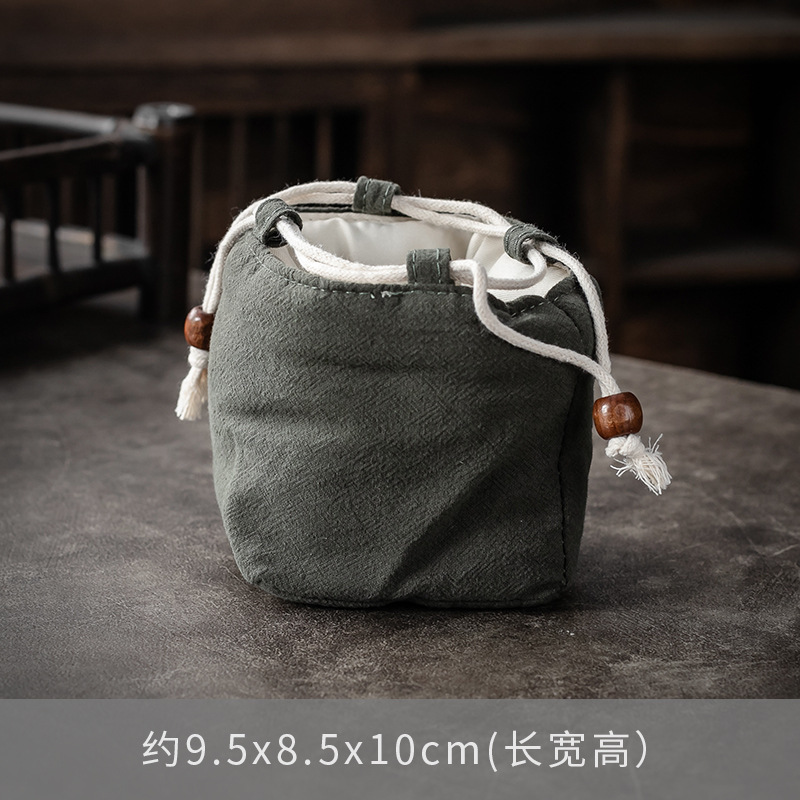 Bolsa de almacenamiento de taza única maestra bolsa de taza maestra taza de té portátil taza de construcción bolsa de tela con cordón de algodón y lino bolsa de tela juego de té