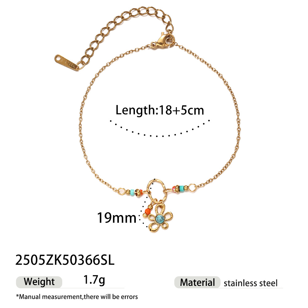 Tena Pulsera de acero inoxidable europea y americana, lujo ligero, cadena de alta calidad, flores apiladas, acero de titanio simple, joyería de mano transfronteriza para mujer