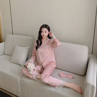 Wholesale Little Red Book Summer Thin Long Sleeve Lace Support Spot Ice Silk Satin Home Clothes [Factory Outlet]]